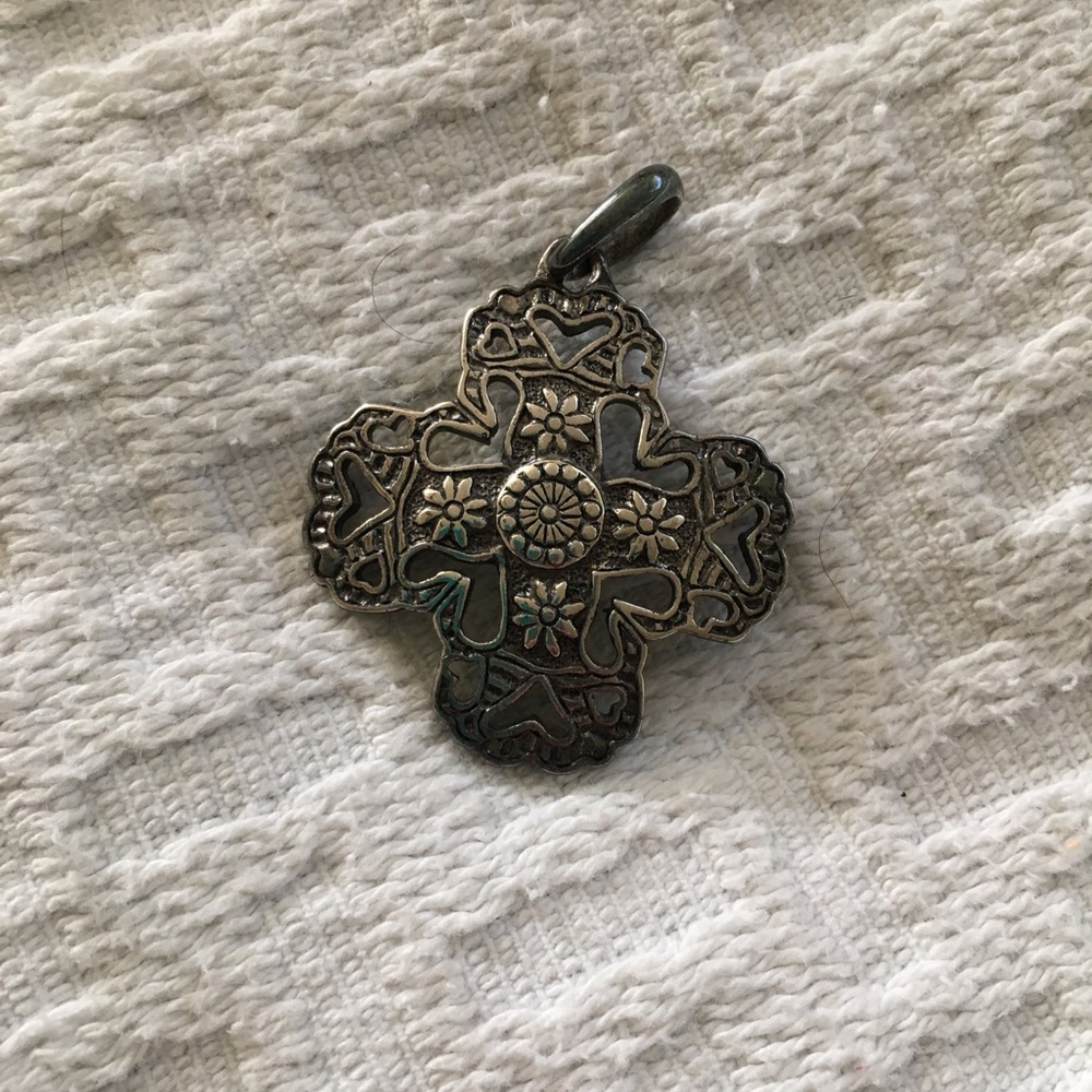 Silver cross necklace charm